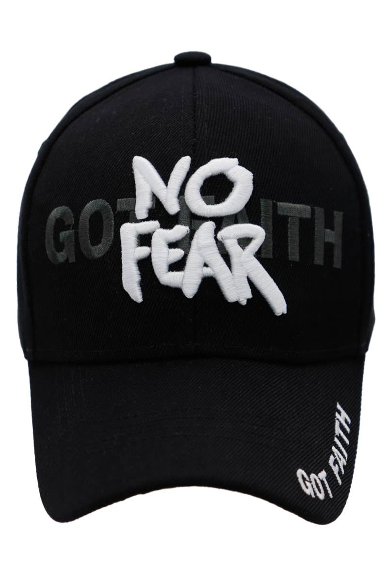 No Fear Got Faith Twill Velcro Back Baseball Cap: Black