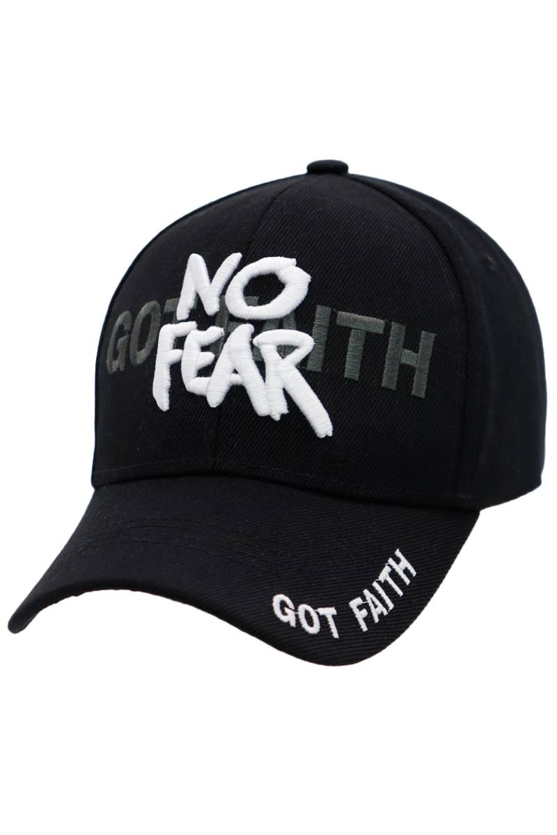 No Fear Got Faith Twill Velcro Back Baseball Cap: Black