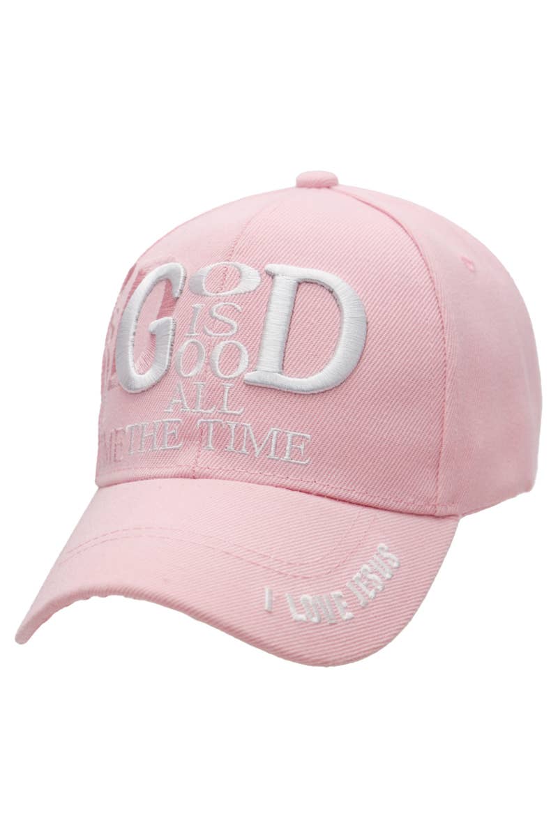 God is Good All The Time I Love Jesus Baseball Cap: Pink
