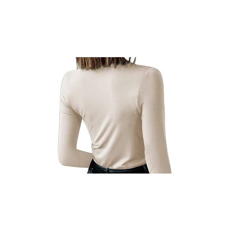 Solid Color Front Pleated Long Sleeve T-Shirt: NAVY BLUE / L