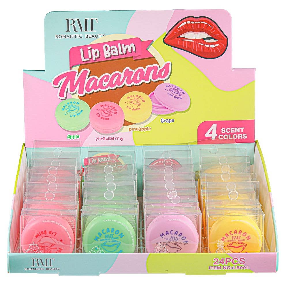 24 PK Four Fruits Scent Macarons Lip Balm