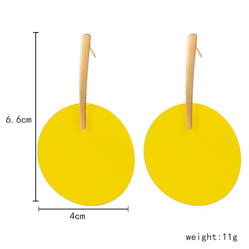 Summer Vacation Eardrop Big Yellow Circle Earstud Earring