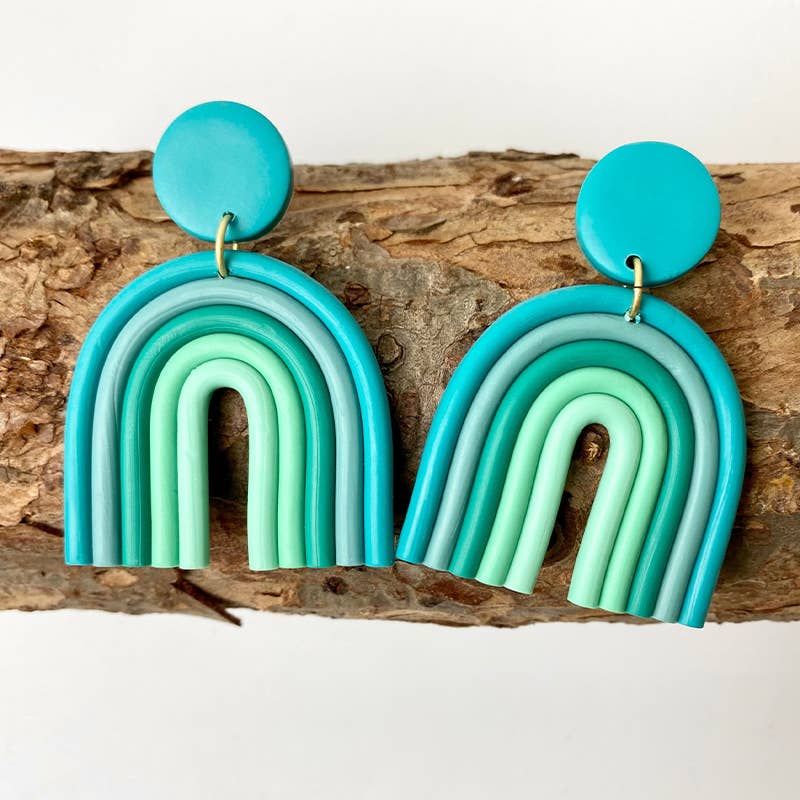 Rainbow soft clay earrings U-shaped earrings-Hypoallergenic